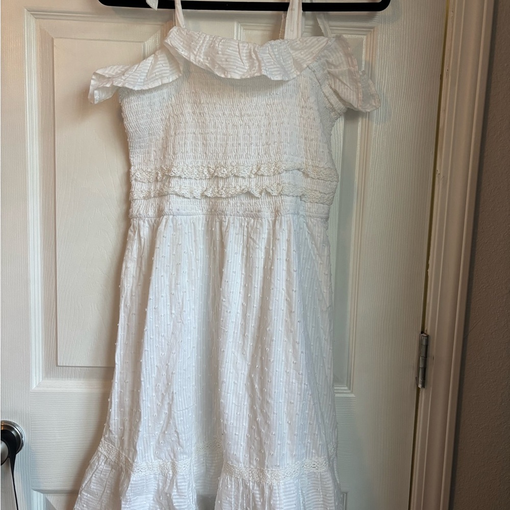 Zara White Textured Kids Dress